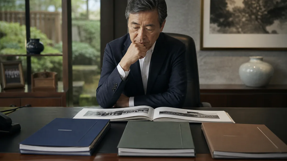 契約・財務・業務資料を確認する経営者と担当者